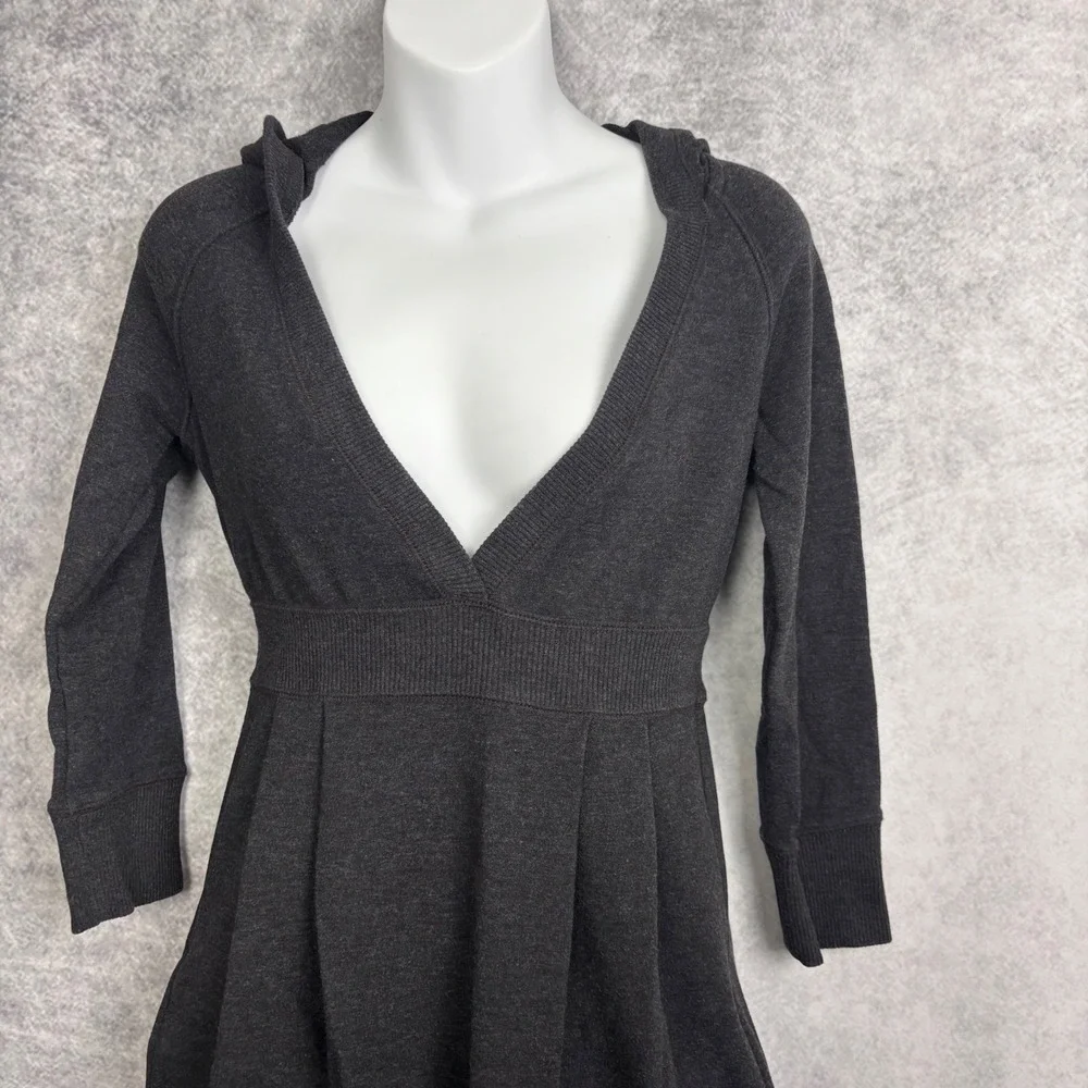 Victoria's Secret PINK Y2K Hooded Pullover Gray 3/4 Sleeve Sweatshirt Dress VTG - Picture 6 of 9